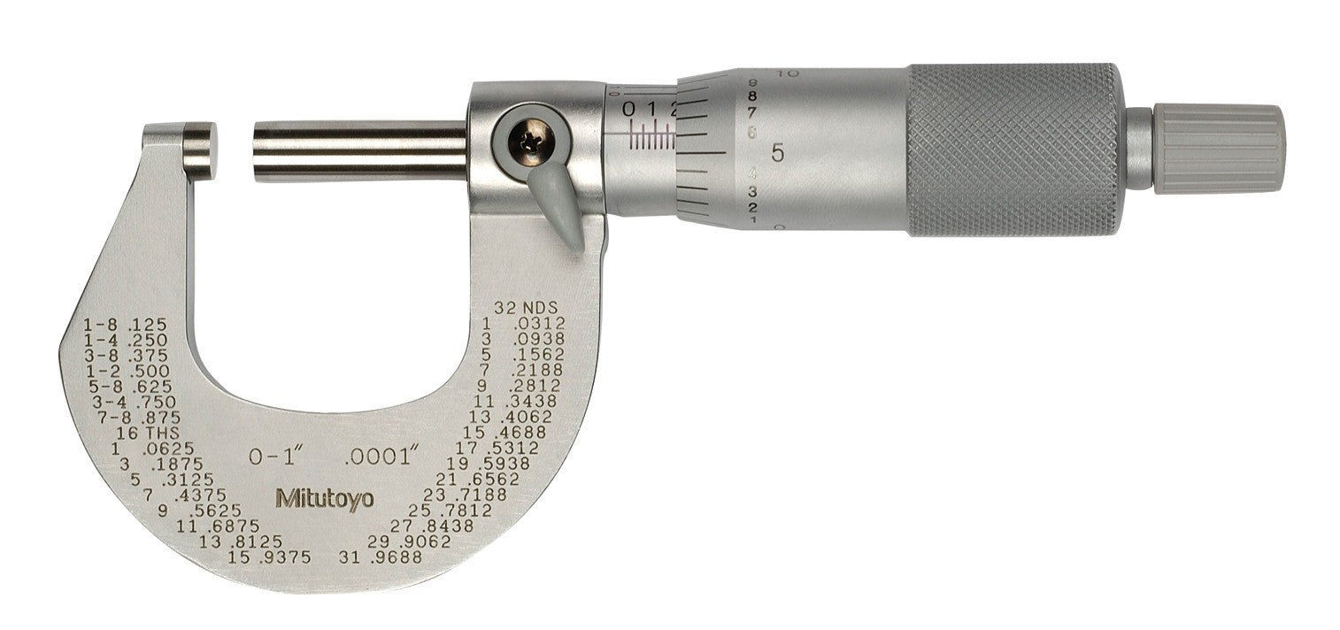 Mitutoyo, 101-113 Mitutoyo Satin-Chrome Micrometer 0-1", .0001" Grads