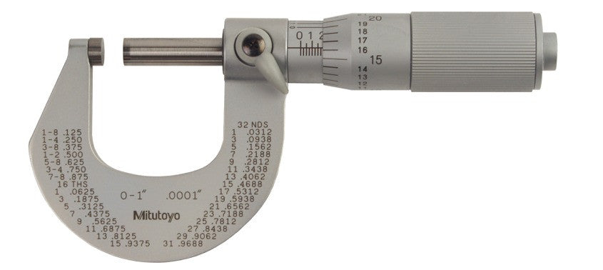 Mitutoyo, 101-118 Mitutoyo Satin-Chrome Micrometer 1-2", .0001" Grads