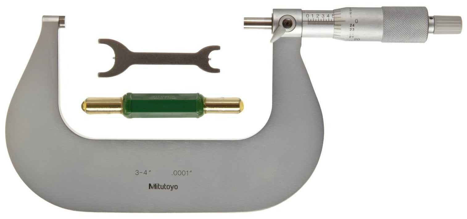 Mitutoyo, 101-120 Mitutoyo Satin-Chrome Micrometer 3-4", .0001" Grads