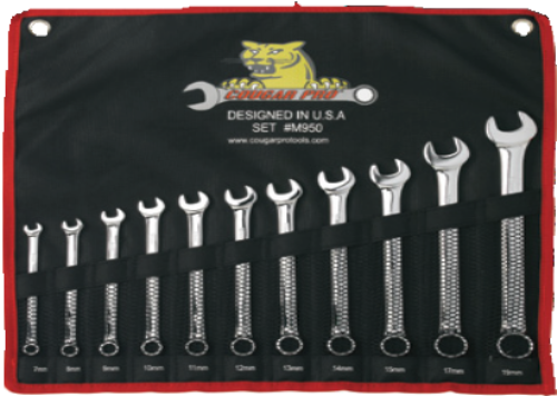 Cougar Pro, 11 Pc. Full Polish Combination Wrench Set Metric (7mm to 19mm)