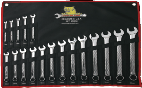 Cougar Pro, 18 Pc. Full Polish Combination Wrench Set Metric (7mm to 24mm)