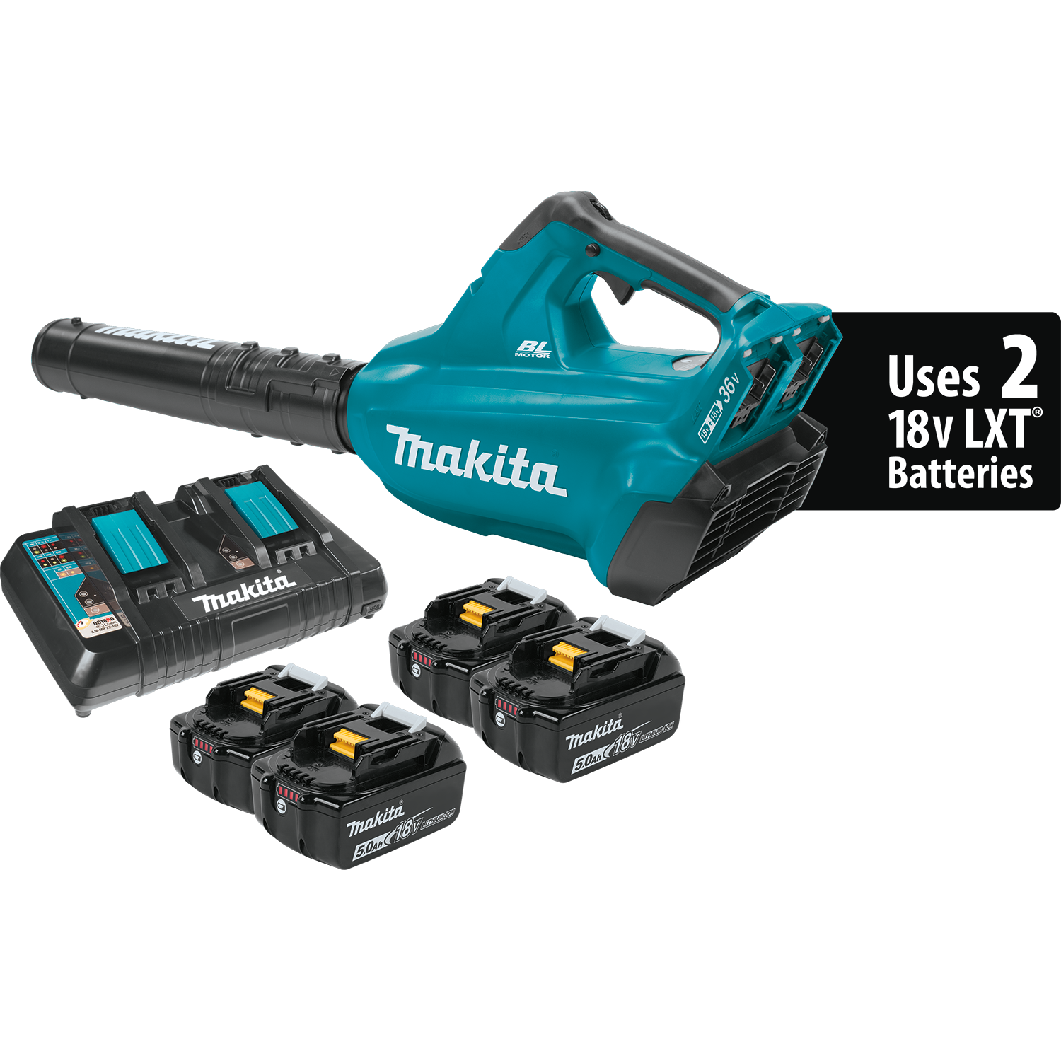 Makita, 18V X2 Brushless Blower w/ Two Extra Batteries - XBU02PT1