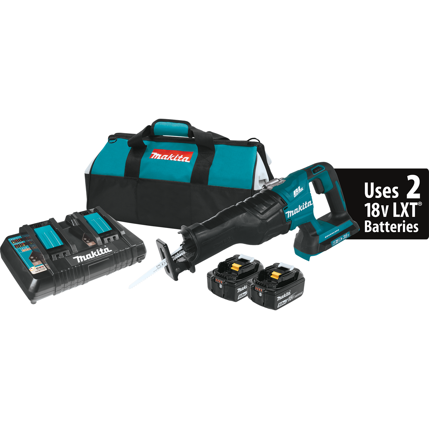 Makita, 18V X2 LXT® Lithium‑Ion (36V) Brushless Cordless Recipro Saw Kit (5.0Ah) - XRJ06PT