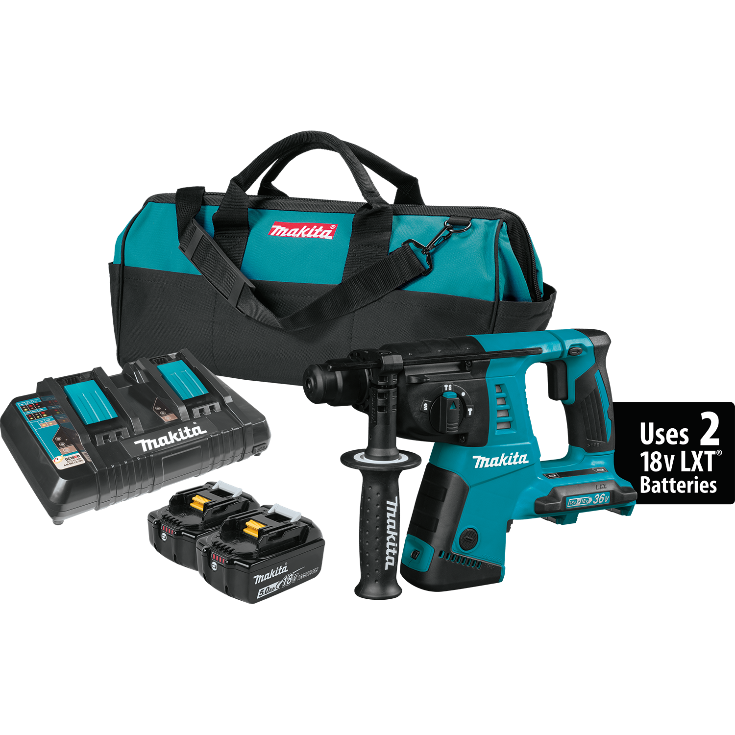 Makita, 18V X2 LXT® Lithium‑Ion (36V) Cordless 1" Rotary Hammer Kit - XRH05PT