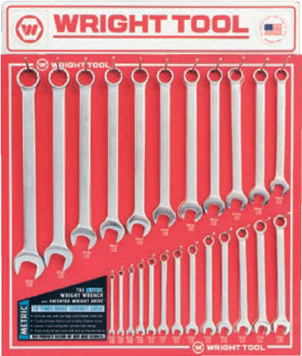 Wright Tools, 24 Pc. Metric Combination Wrenches - Satin