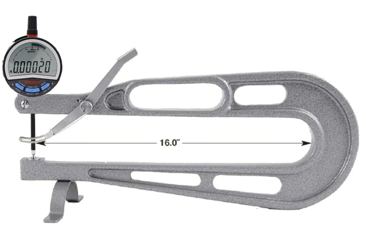 GreatGages, 309-315HR Deep Throat Micrometer, 0.5" Range, 16" Reach, .00005" Res