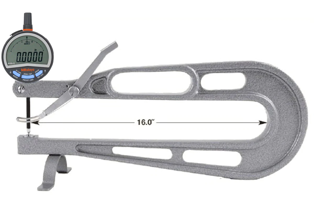 GreatGages, 309-315M Deep Throat Micrometer, 0.5" Range, 16" Reach, .0005" Res