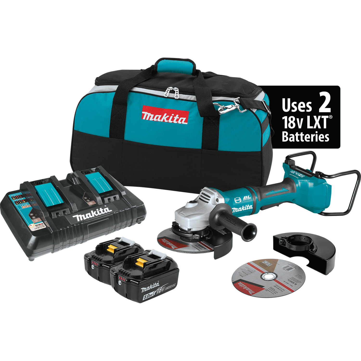 Makita, 7" Paddle Switch Cut‑Off/Angle Grinder Kit, with Electric Brake 18Vx2 - XAG12PT1